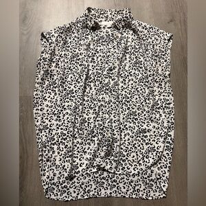 LOFT Black and White Animal Print Top